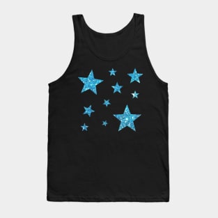 Light Blue Faux Glitter Stars Tank Top